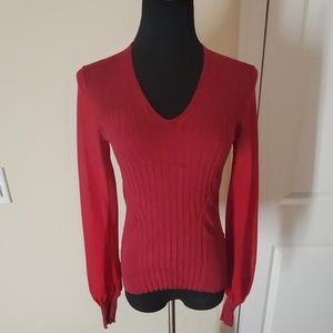 Vneck sweater with flowy sheer parachute sleeves